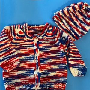 Hand knit sweater and cap